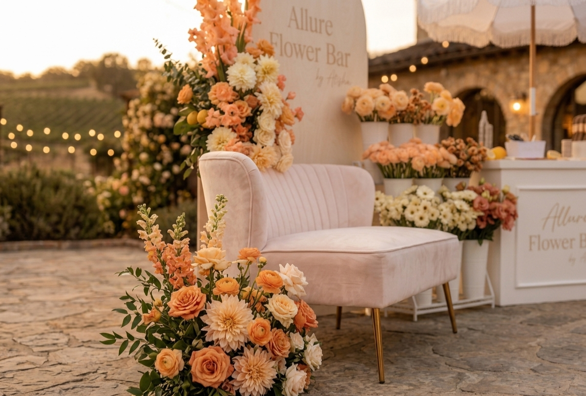 Flower Bar floral chair styling side detail