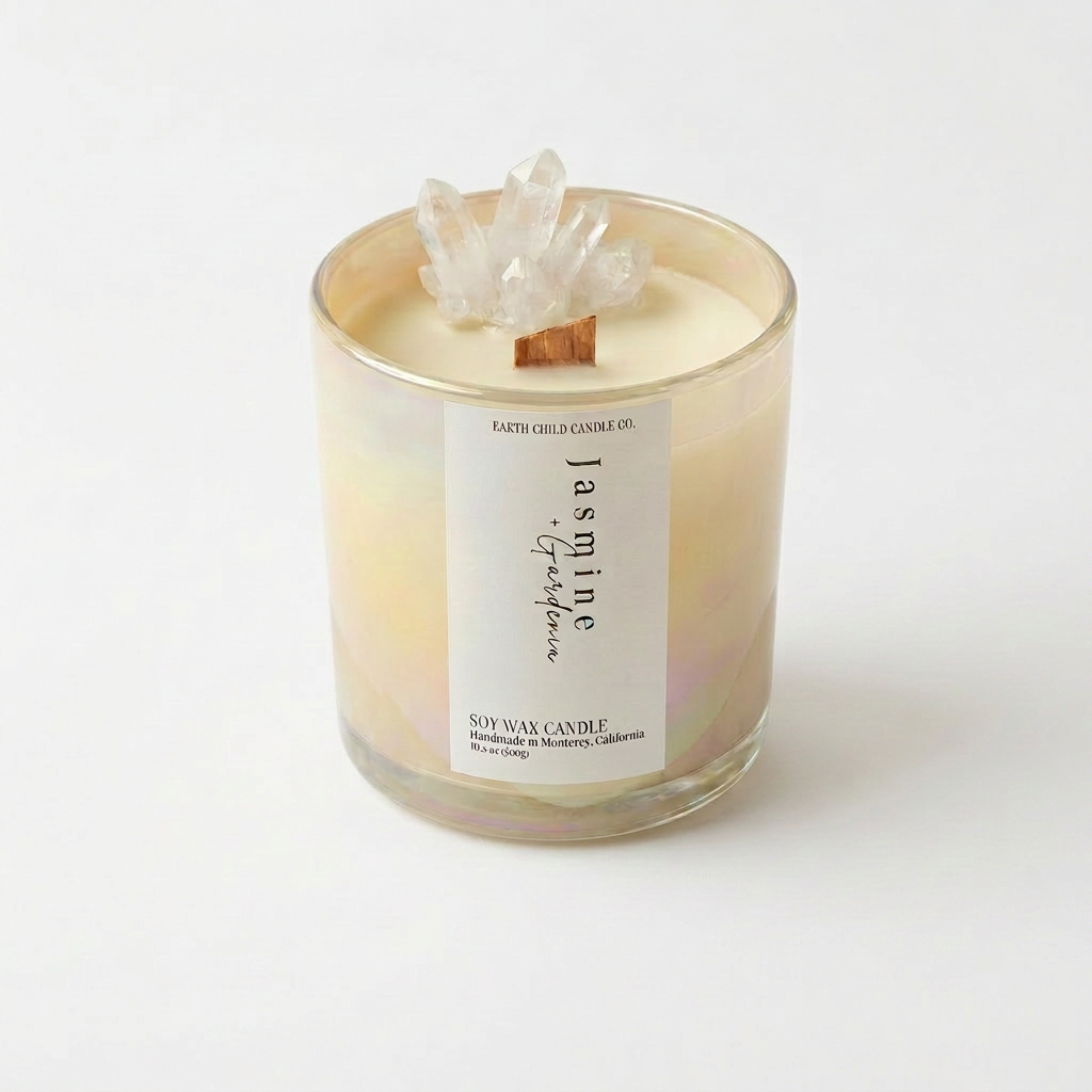 Crystal Wooden Wick Candle